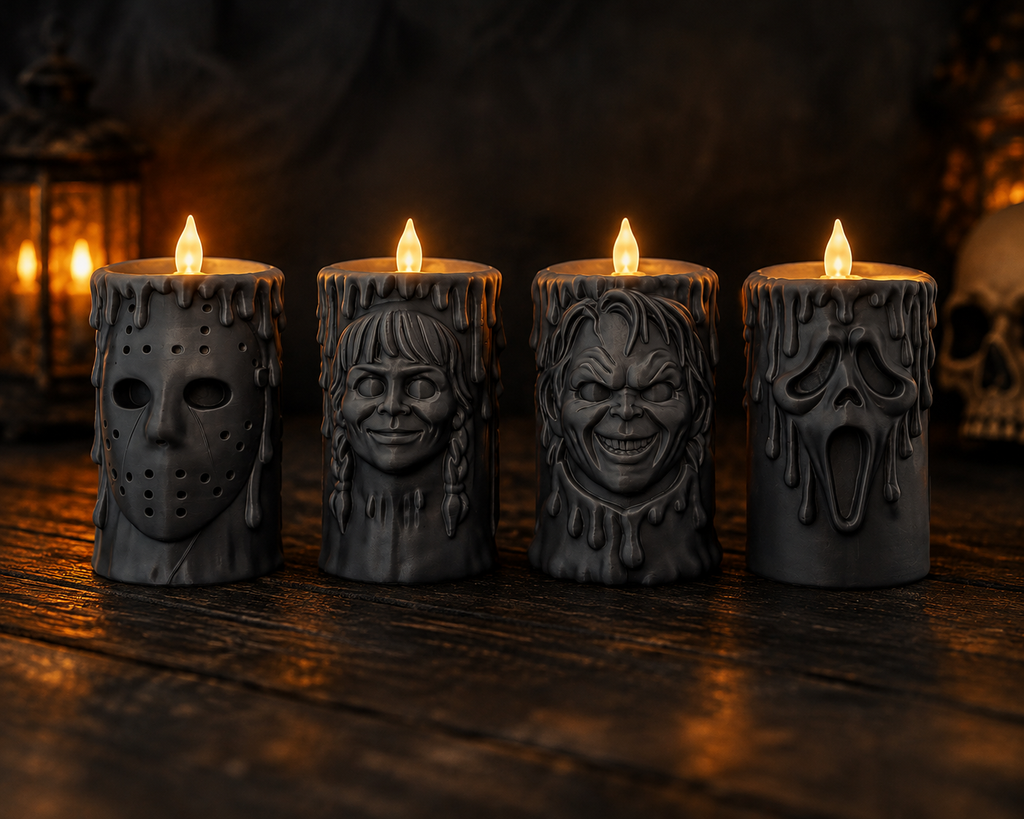 Horror Tealight Holders Set of 4  | Halloween Decor | Spooky Candle Holders | Horror Home Decor | LED Tealight Gift