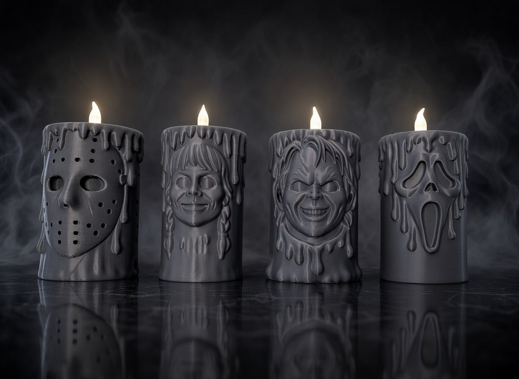 Horror Tealight Holders Set of 4  | Halloween Decor | Spooky Candle Holders | Horror Home Decor | LED Tealight Gift