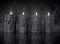 Horror Tealight Holders Set of 4  | Halloween Decor | Spooky Candle Holders | Horror Home Decor | LED Tealight Gift